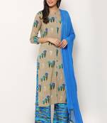 Blue self design viscose rayon salwar