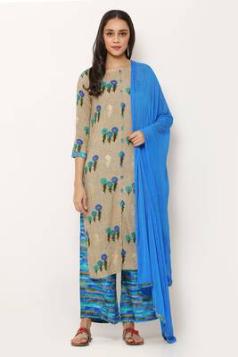 Blue self design viscose rayon salwar 4