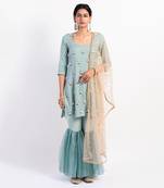 Dusky Teal sea green gharara set
