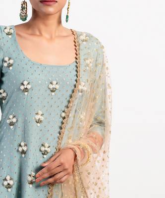 Dusky Teal sea green gharara set 4
