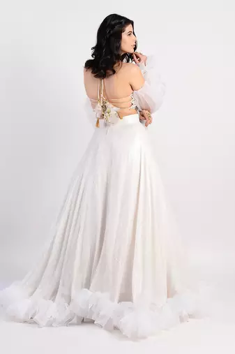 Pearl Daisy white Lehenga