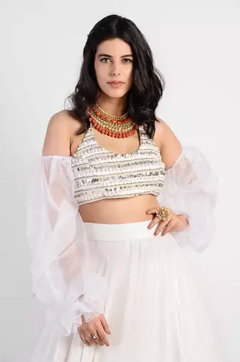Pearl Daisy white Lehenga