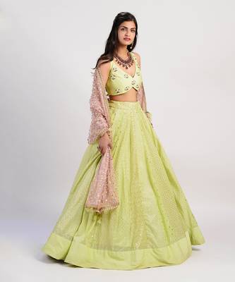 lime green Sorbet Lehenga 2