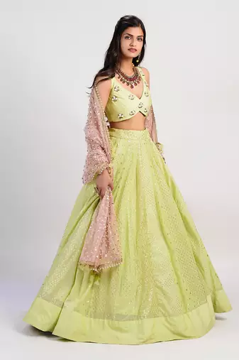 lime green Sorbet Lehenga