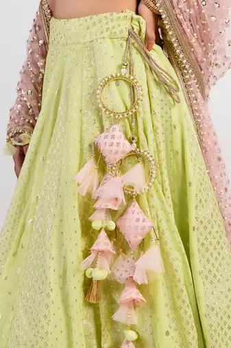 lime green Sorbet Lehenga