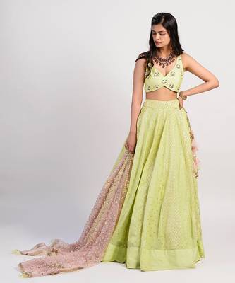 lime green Sorbet Lehenga 1