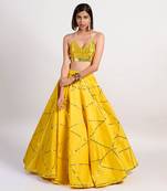 ochre yellow mosaic lehenga
