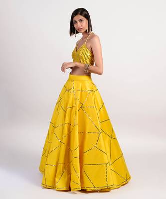 ochre yellow mosaic lehenga 2