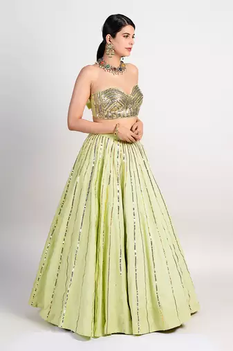 Frisco lime green lehenga