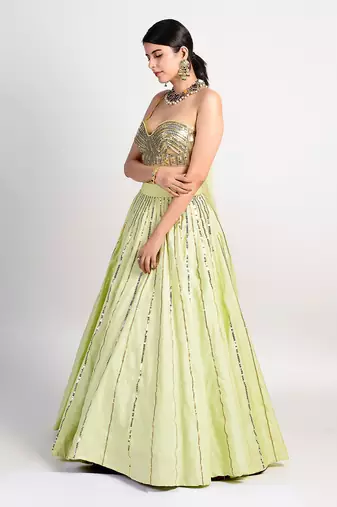 Frisco lime green lehenga