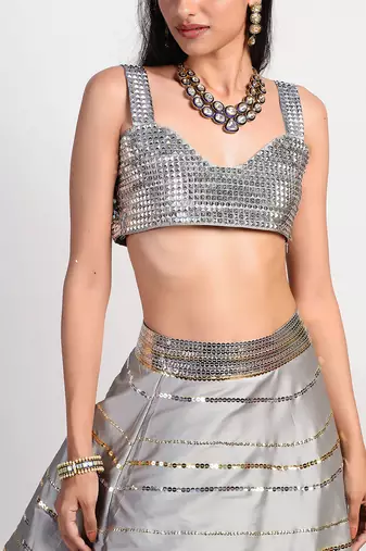 silver grey stardust outshine lehenga