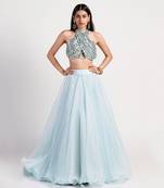 Elgian ice blue lehenga