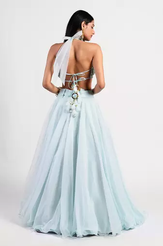 Elgian ice blue lehenga