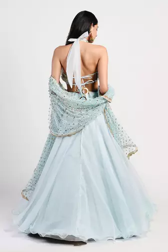 Elgian ice blue lehenga