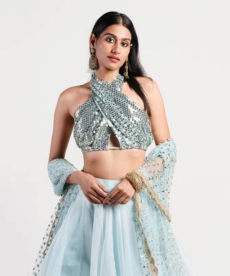 Elgian ice blue lehenga 4