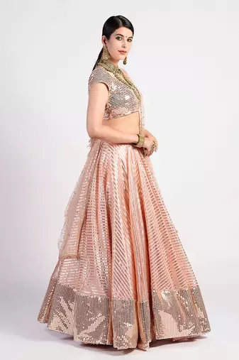 sunset peach drive lehenga