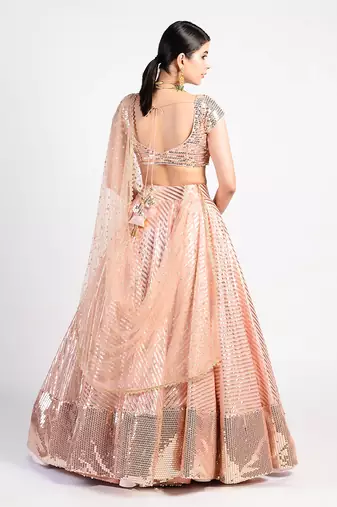 sunset peach drive lehenga