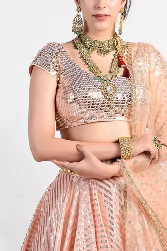 sunset peach drive lehenga