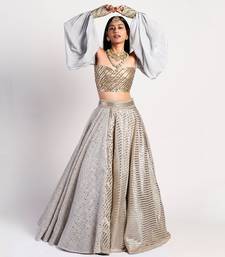 silver grey drop lehenga