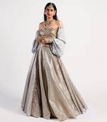 silver grey drop lehenga