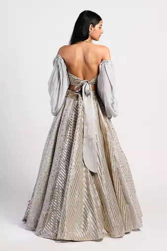 silver grey drop lehenga