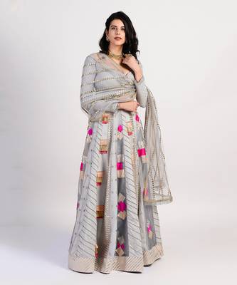 The Multi Panel grey Lehenga 1