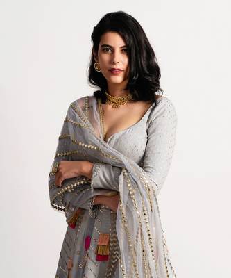 The Multi Panel grey Lehenga 3
