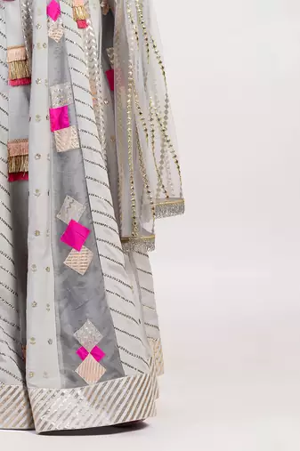 The Multi Panel grey Lehenga