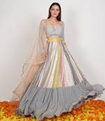 pastel gery seerat lehenga