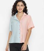 Sew You Soon Self Design Sky & Pink Half Pattern Casual Shirt