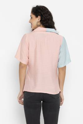 Sew You Soon Self Design Sky & Pink Half Pattern Casual Shirt 2