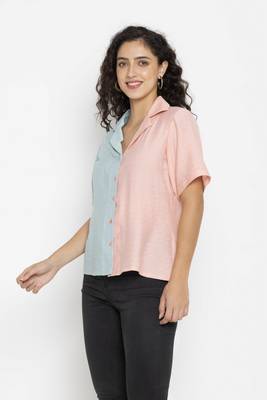 Sew You Soon Self Design Sky & Pink Half Pattern Casual Shirt 3