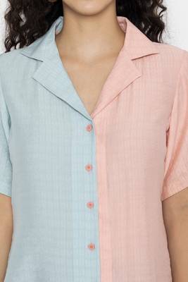 Sew You Soon Self Design Sky & Pink Half Pattern Casual Shirt 4