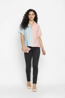Sew You Soon Self Design Sky & Pink Half Pattern Casual Shirt 5