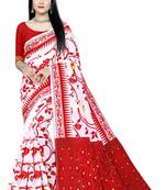 Red Woven Cotton Silk Saree With Blouse