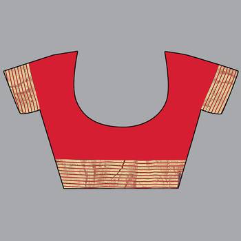 Red Woven Cotton Silk Saree With Blouse Without Blouse 3