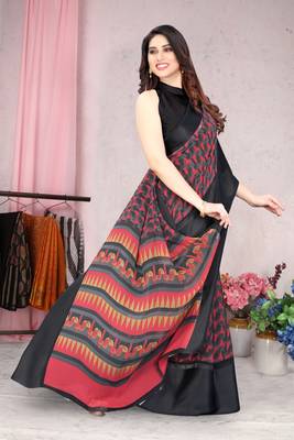 Black Printed Georgette Saree With Blouse 2