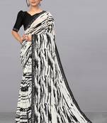 Black printed georgette saree with blouse