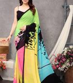 Multicolor Printed Georgette Saree With Blouse