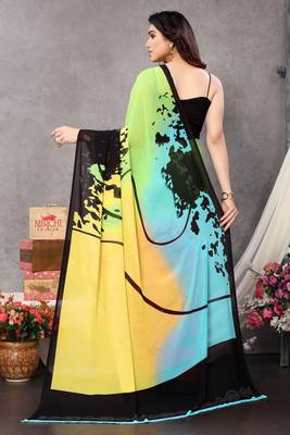 Multicolor Printed Georgette Saree With Blouse 3