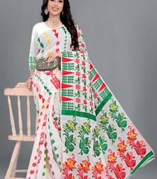 White woven cotton silk saree with blouse