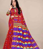 Red Woven Cotton Silk Saree With Blouse Without Blouse