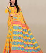 Mustard Woven Cotton Silk Saree With Blouse Without Blouse