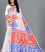 White Woven Cotton Silk Saree With Blouse Without Blouse