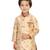 Beige embroidered cotton silk boys-kurta-pyjama