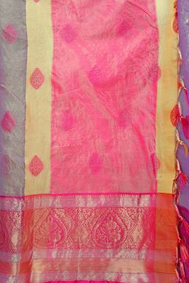 Purple Woven Organza Saree With Blouse 5