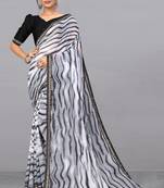 Black printed georgette saree with blouse