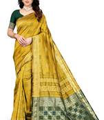 Mehendi woven banarasi silk saree with blouse