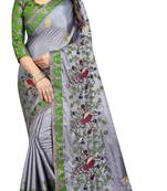 Embroidered Fashion Paper Silk Saree With Blouse Piece