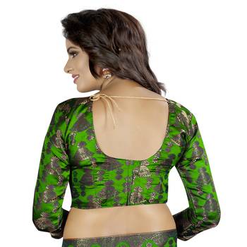 Embroidered Fashion Paper Silk Saree With Blouse Piece 5